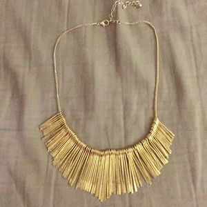 Gold metal fringe bib necklace